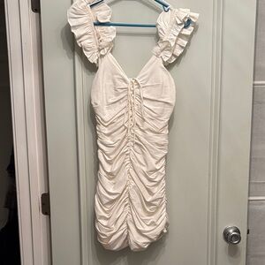 Zara Elegant Cream Ruffled Dress